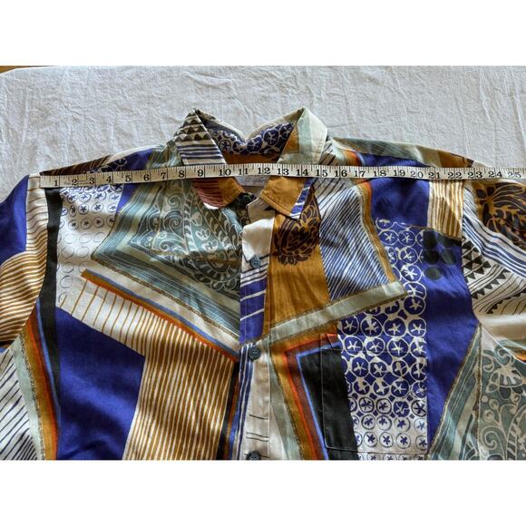 Vintage Jams World Hawaiian Shirt Sz 2X Surf Line Geometric Button Down - Picture 9 of 10
